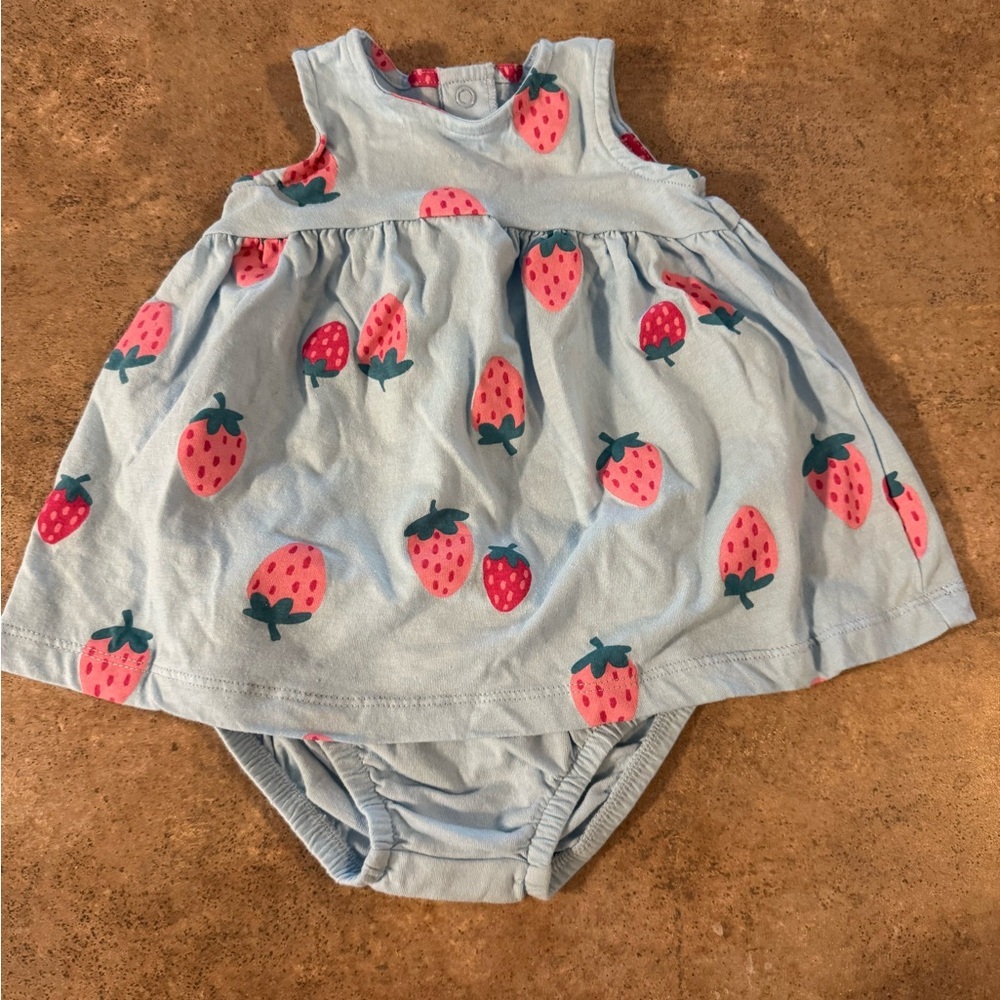 Carter's - 3m Blue and Pink Dress  Strawberry Print